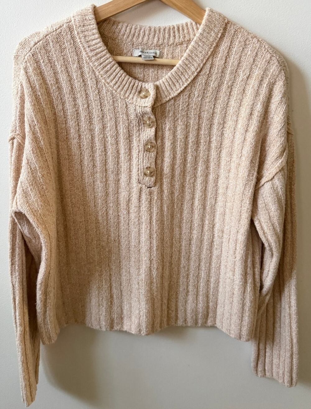 American Eagle tan knit sweater women's size S